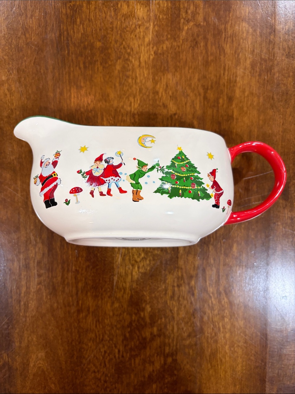 Cath Kidston Christmas Holiday White Ceramic Gravy Boat with Red and Green